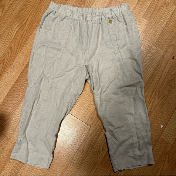 Ellen Tracy linen large ankle capri pants either pockets wide straight leg baggy - Picture 1 of 9
